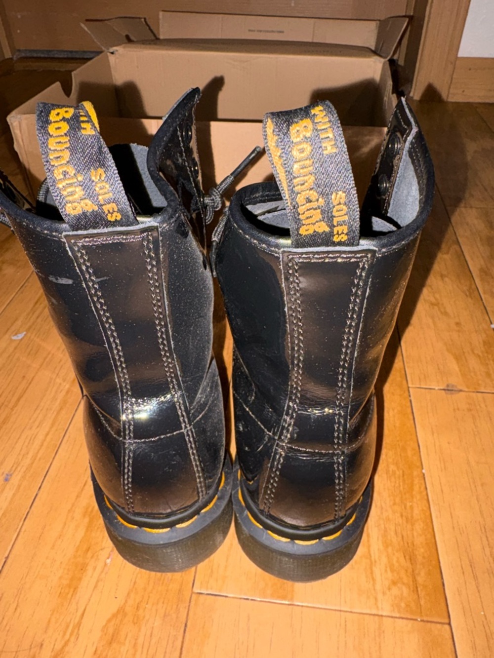 Dr. Martens 1460 Black Patent Leather Lamper Boots - Picture 4 of 8